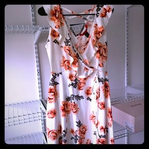 Deep v neck dress floral